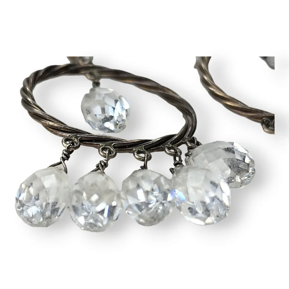 Vintage Earrings Sterling Silver OS Clear Vintage Crystal Chandelier Dangle